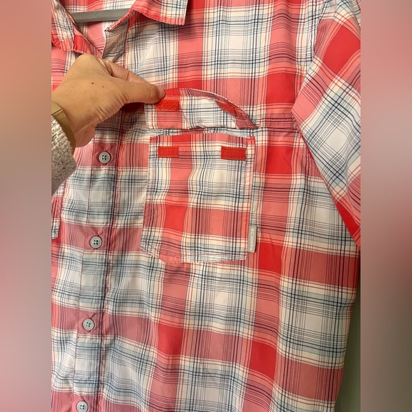 Columbia Omni-Wick Outdoor Button-down Shirt Red Blue Grey Plaid‎ Large - Picture 6 of 8